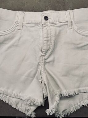 Joe's Jeans White Frayed Hem Mid-Rise Denim Shorts-Maternity
